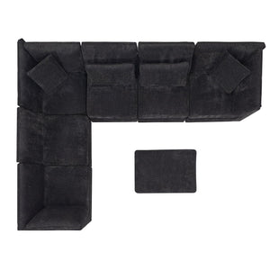 English Elm Christopher Knight Home® - 7-Piece Reversible Modular Corner Sectional In Chic Black Fabric - Versatile Seating For Modern Homes N771P345839_N771P345840_N771P345841_N771P345842H