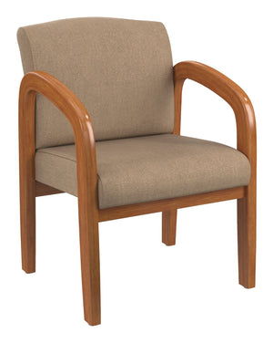 OSP Home Furnishings Medium Oak Wood Visitor Chair with Lumbar Support and Taupe Fabric for Office Use Angora WD380-K014
