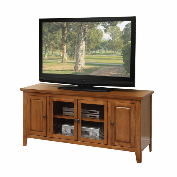 Homeroots 20" X 55" X 26" Oak Wood Glass Tv Stand For Flat Screen Tvs Up To 60'  Manufactured Wood 346995