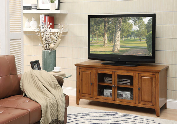 Homeroots 20" X 55" X 26" Oak Wood Glass Tv Stand For Flat Screen Tvs Up To 60'  Manufactured Wood 346995