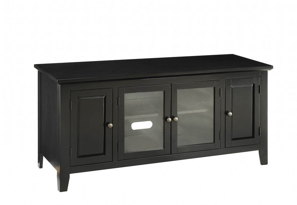 Homeroots 20" X 55" X 26" Black Wood Glass Tv Stand For Flat Screen Tvs Up To 60'  Solid And Manufactured Wood 346996