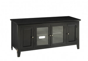 Homeroots 20" X 55" X 26" Black Wood Glass Tv Stand For Flat Screen Tvs Up To 60'  Solid And Manufactured Wood 346996