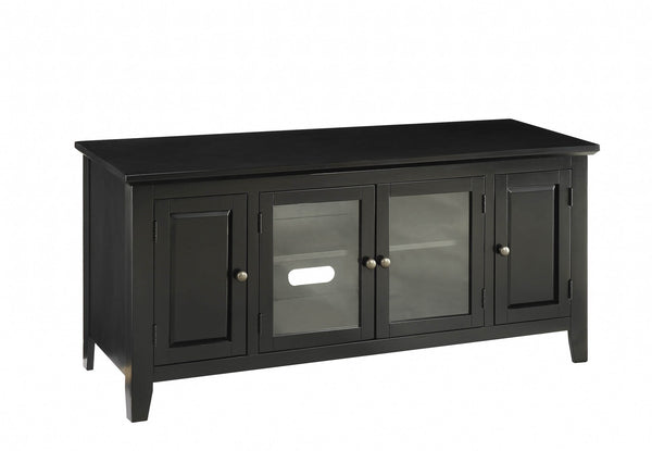 Homeroots 20" X 55" X 26" Black Wood Glass Tv Stand For Flat Screen Tvs Up To 60'  Solid And Manufactured Wood 346996