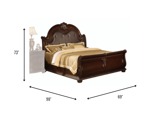 Homeroots Brown Solid Wood Bed Frame  Wood 346998