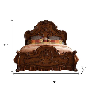 HomeRoots Brown Solid Wood Bed Frame - Timeless Design for Lasting Comfort and Classic Bedroom Elegance Queen 346998