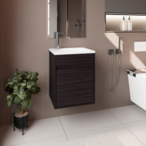 English Elm Bathroom Compact Vanity with Sink and Single Door Cabinet, Engineered Wood, Modern Minimalist Design Black 23.62 L x 20.87 W x 11.42 H B097P350312