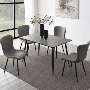 English Elm Grant Warm Grey Upholstered Dining Side Chair Set of 2 — Soft Contour Back, Slim Legs, Cozy Modern Style B062P378401