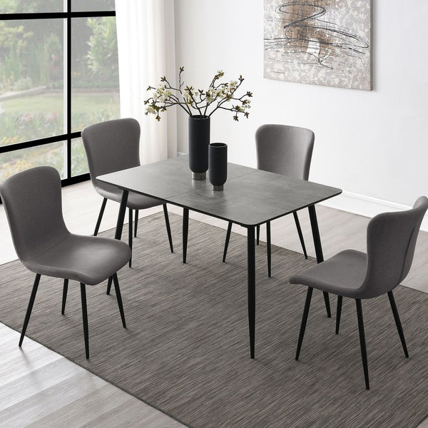 English Elm Grant Warm Grey Upholstered Dining Side Chair Set of 2 — Soft Contour Back, Slim Legs, Cozy Modern Style B062P378401