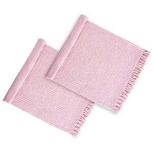 English Elm 50X60" Decorative Cotton Throw Blanket Set - 2 Pack In Pink & Tan With Playful Tassels For Cozy Style W2078P345497