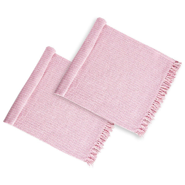 English Elm 50X60" Decorative Cotton Throw Blanket Set - 2 Pack In Pink & Tan With Playful Tassels For Cozy Style W2078P345497