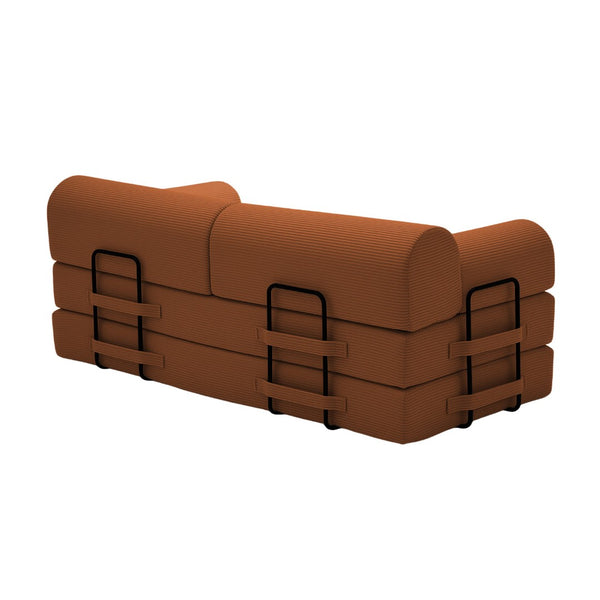 English Elm Convertible Corduroy Floor Sofa Folds Flat as Sleeper Daybed for Studio Living Orange W5532P438817