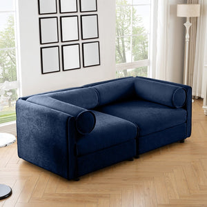 English Elm Stylish Blue Chenille 2-Seater Sofa With Hidden Storage, Modern Design & Ergonomic Comfort For Small Spaces W714S01046-GIGA