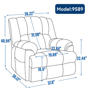 English Elm Dual Motor Power Lift Recliner Chenille Chair with Massage Heat and Infinite Positions Blue W3224P288489