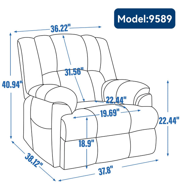 English Elm Dual Motor Power Lift Recliner Chenille Chair with Massage Heat and Infinite Positions Blue W3224P288489