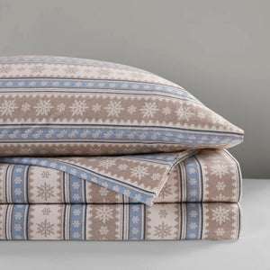 English Elm 4 Pcs Cozy Blue Snowflake Sheet Set - Soft Cotton Flannel, Year-Round Comfort For Full Beds B035P319780