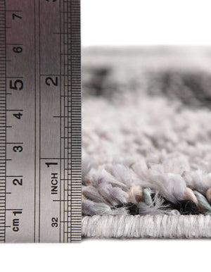 Unique Loom Cherokee Henderson Machine Made Geometric Rug Fossil Gray, Black/Ivory/Gray 2' 0" x 12' 2"