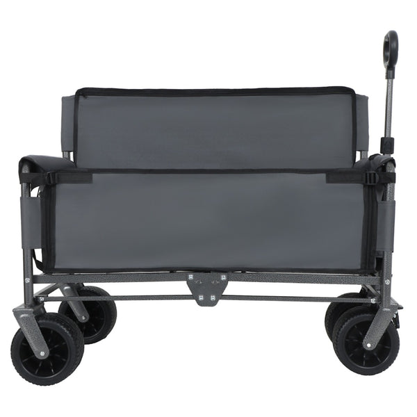 English Elm 3-in-1 Convertible Folding Utility Wagon with Bench Seat Carbon Steel Heavy Duty Gray W2932P312717