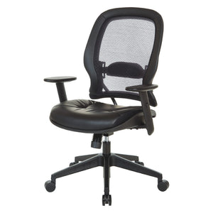 OSP Home Furnishings Dark Air Grid Back Manager Chair with Lumbar Support and Antimicrobial Seat Fabric 5790D-R107