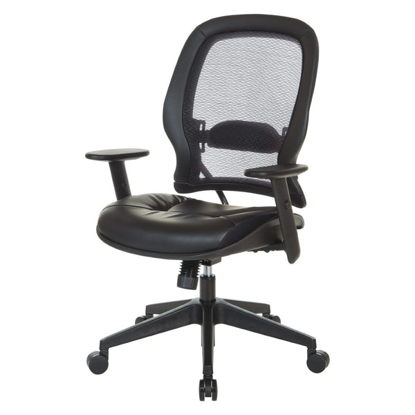 OSP Home Furnishings Dark Air Grid Back Manager Chair with Lumbar Support and Antimicrobial Seat Fabric 5790D-R107