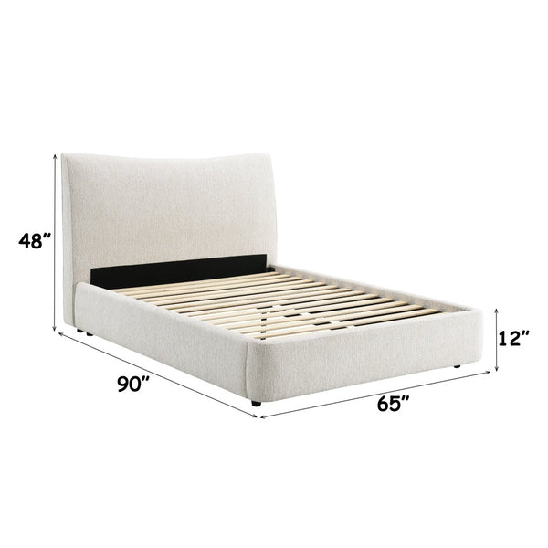 English Elm Renee Chenille Upholstered Queen Bed Padded Headboard Footboard No Tool Assembly B2756S00033