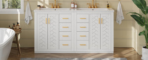 English Elm 60'' Bathroom Vanity Set With Soft-Close Drawers, Elegant Ceramic Sink & Ample Storage Space N710SS00002K