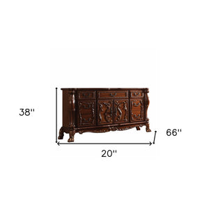 HomeRoots 20" Cherry Oak Wood Dresser/Server - Elegant Storage Solution with Timeless Design and Craftsmanship 7 347000