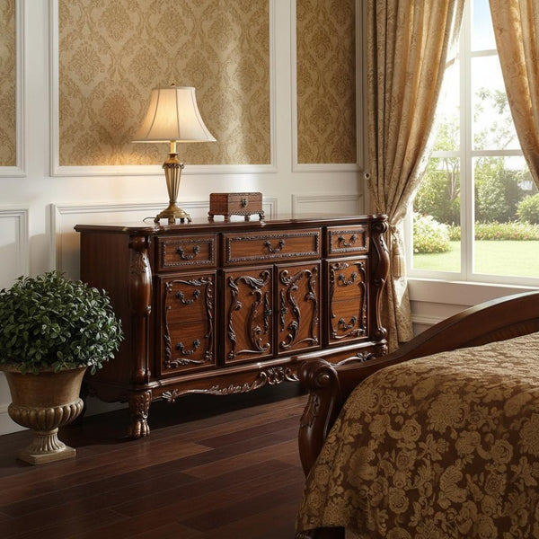 HomeRoots 20" Cherry Oak Wood Dresser/Server - Elegant Storage Solution with Timeless Design and Craftsmanship 7 347000