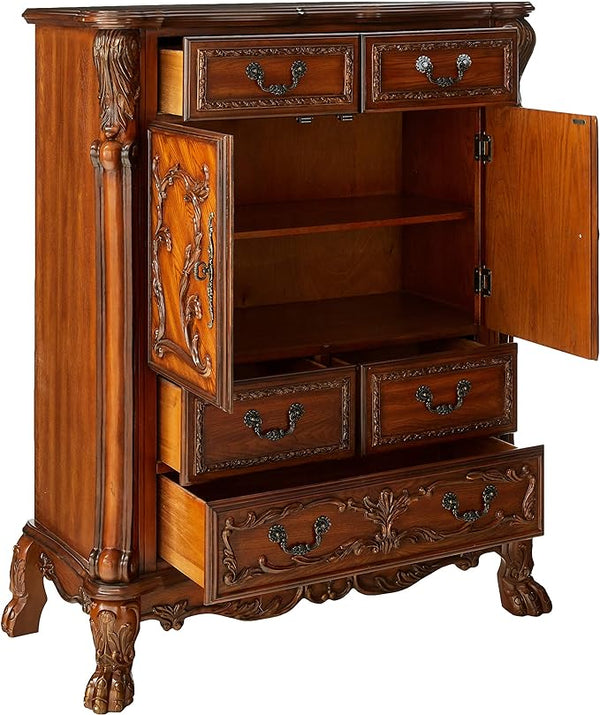 Homeroots 43" Brown Solid Wood Five Drawer Standard Chest  Solid Wood 347001