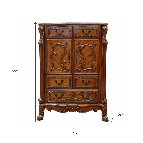 Homeroots 43" Brown Solid Wood Five Drawer Standard Chest  Solid Wood 347001