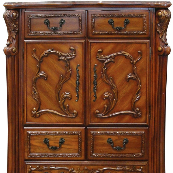 Homeroots 43" Brown Solid Wood Five Drawer Standard Chest  Solid Wood 347001