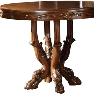 HomeRoots 48" Brown Solid Wood Dining Table - Elegant Round Design for 4, Durable Gloss Finish, Perfect for Gatherings 347005