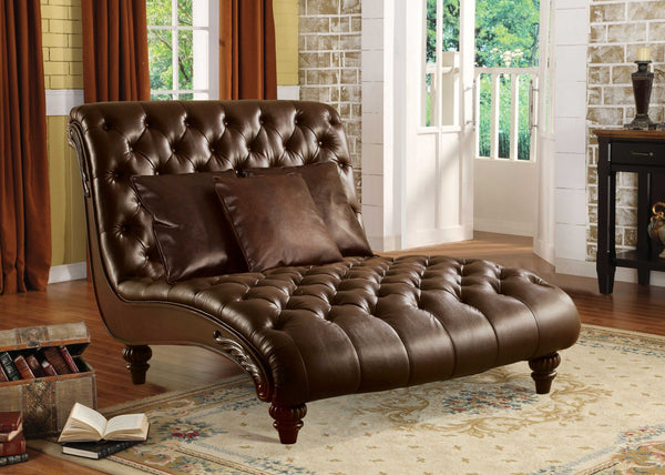 Homeroots 52" Brown Faux Leather Lounge Chair And Toss Pillows   347011