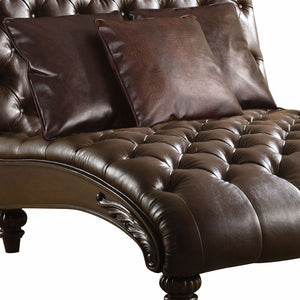 Homeroots 52" Brown Faux Leather Lounge Chair And Toss Pillows   347011