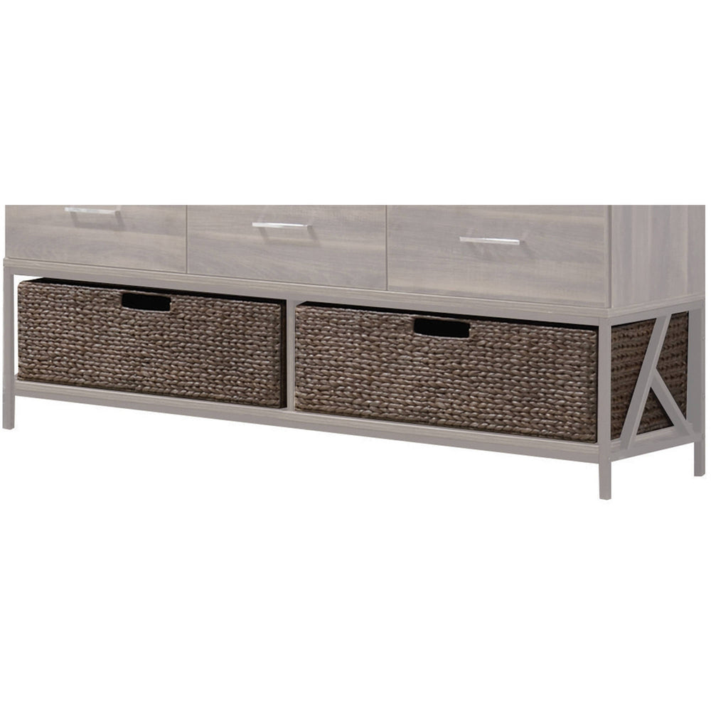 Homeroots Walnut Pull Handle Set Of 2 Baskets  Solid Wood 347042