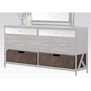 Homeroots Walnut Pull Handle Set Of 2 Baskets  Solid Wood 347042