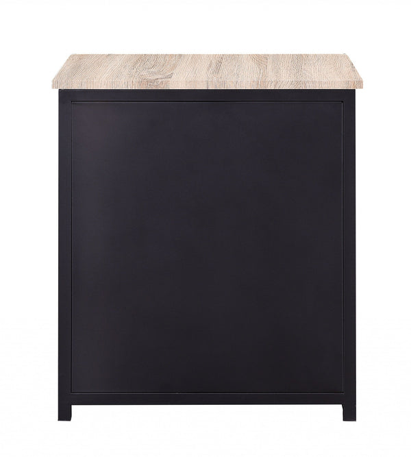 Homeroots 16" X 24" X 28" Natural Sandy Gray Metal Wood Veneer Paper Nightstand   347046