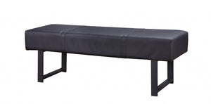 Homeroots 17" Black Upholstered Faux Leather Bench  Metal 347047