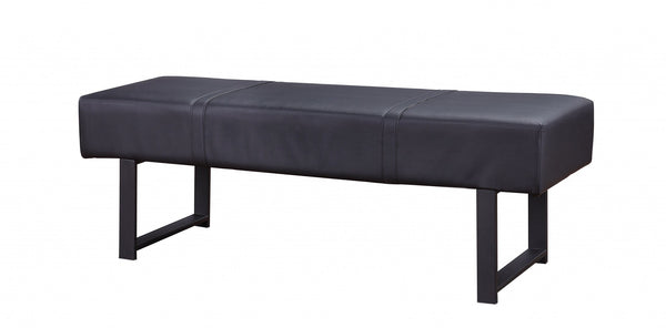 Homeroots 17" Black Upholstered Faux Leather Bench  Metal 347047