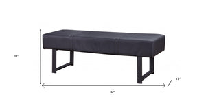 Homeroots 17" Black Upholstered Faux Leather Bench  Metal 347047