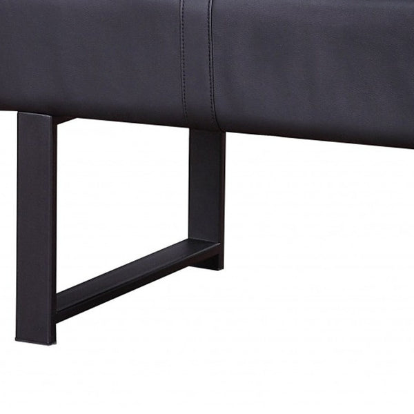Homeroots 17" Black Upholstered Faux Leather Bench  Metal 347047