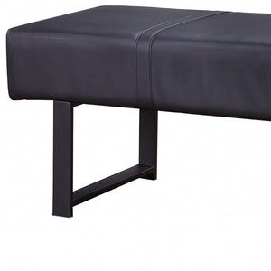 Homeroots 17" Black Upholstered Faux Leather Bench  Metal 347047