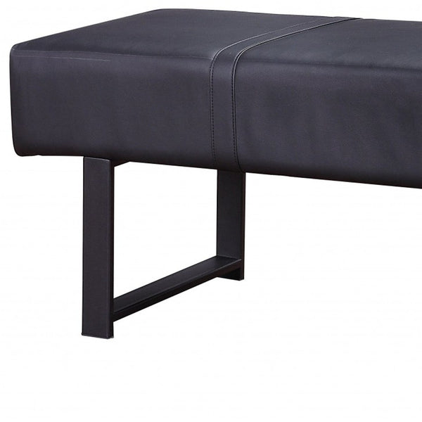 Homeroots 17" Black Upholstered Faux Leather Bench  Metal 347047