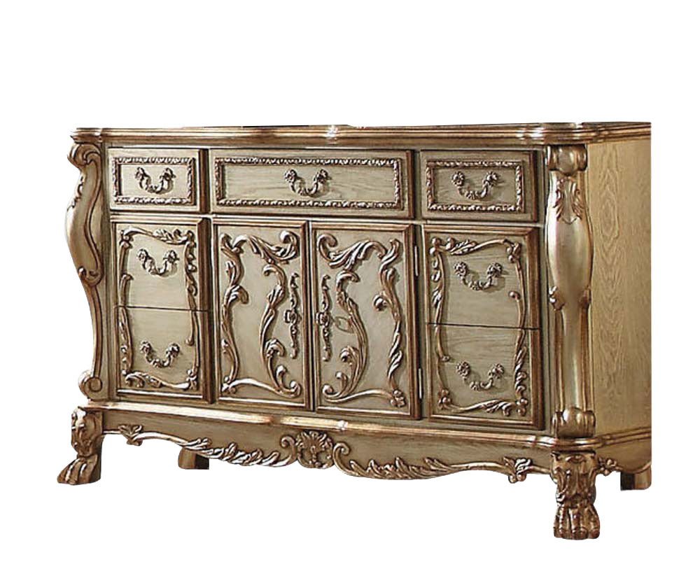 Homeroots 20" Gold Solid Wood Combo Dresser  Solid Wood 347057