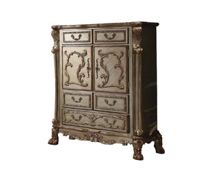 Homeroots 20" X 43" X 55" Gold Patina Bone Wood Poly Resin Chest  Solid Wood 347058