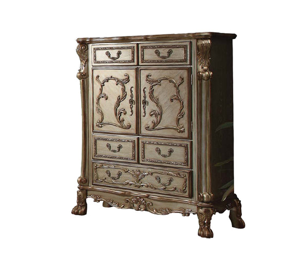 Homeroots 20" X 43" X 55" Gold Patina Bone Wood Poly Resin Chest  Solid Wood 347058