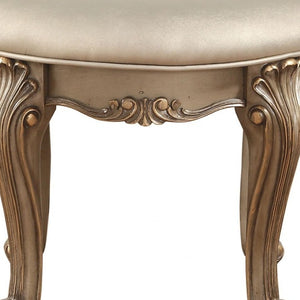 HomeRoots 18" Champagne Solid Wood Backless Bar Chair - Elegant Minimalist Design for Kitchen & Dining Spaces 347065