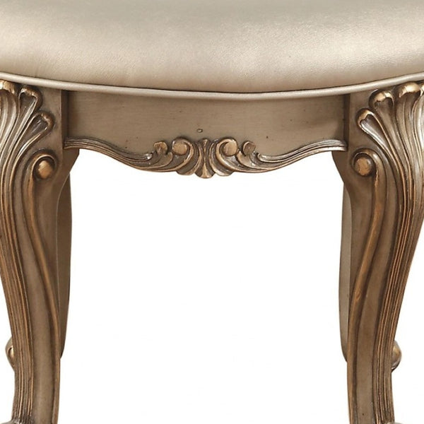 HomeRoots 18" Champagne Solid Wood Backless Bar Chair - Elegant Minimalist Design for Kitchen & Dining Spaces 347065
