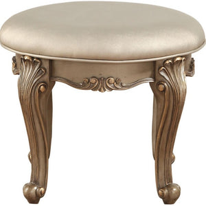 HomeRoots 18" Champagne Solid Wood Backless Bar Chair - Elegant Minimalist Design for Kitchen & Dining Spaces 347065