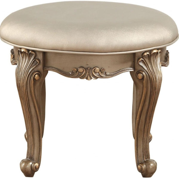 HomeRoots 18" Champagne Solid Wood Backless Bar Chair - Elegant Minimalist Design for Kitchen & Dining Spaces 347065