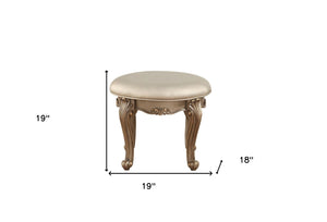 HomeRoots 18" Champagne Solid Wood Backless Bar Chair - Elegant Minimalist Design for Kitchen & Dining Spaces 347065